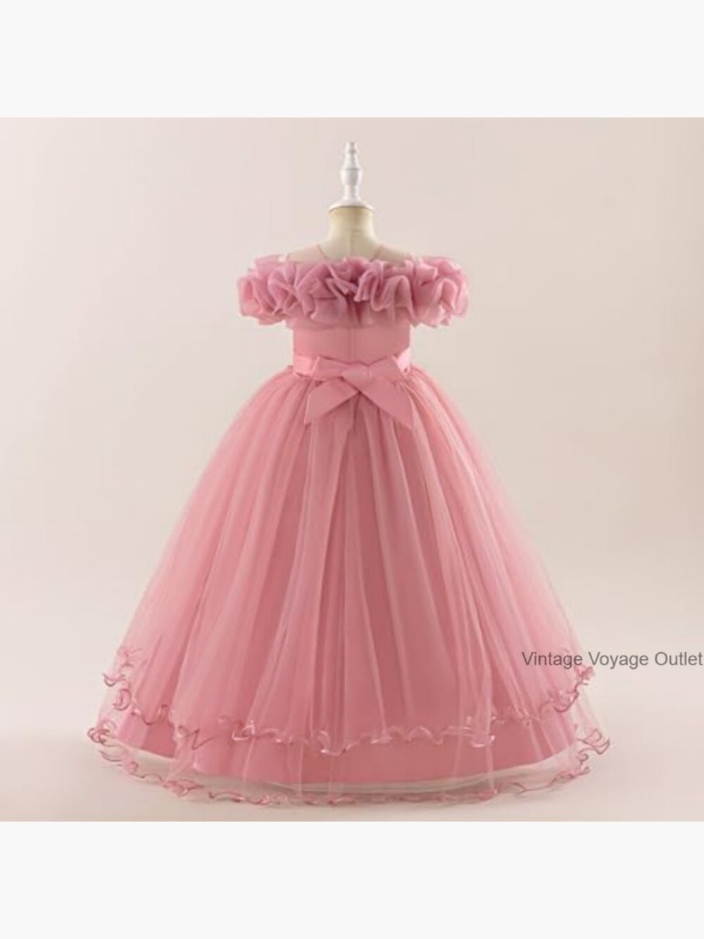 Flower Girl Dress Lace Tulle Off Shoulder Pageant Communion Wedding Gown Maxi - Picture 4 of 6